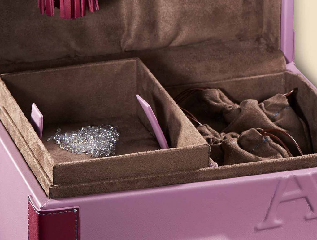 Bespoke jewels vanity FA interior compartments brown