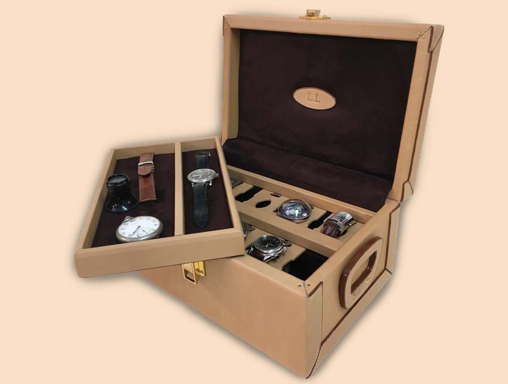 Bespoke watchmaking casket 8 watches LL opened tray