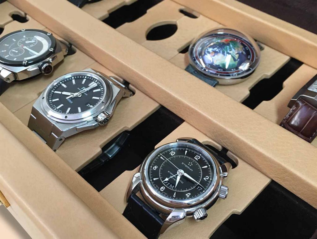 Bespoke watchmaking casket 8 watches LL sliding pallets zoom