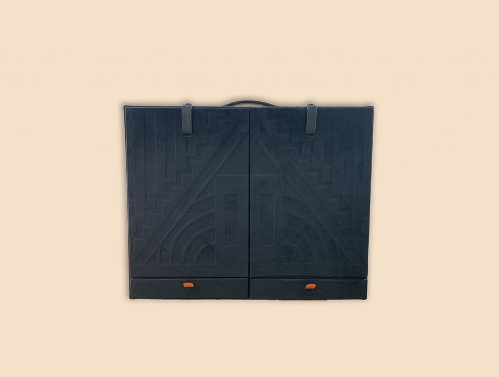 Microfiber document holder from travel office trunk closed