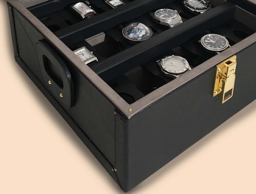 Watchmaking casket 12 watches IDPH black corner handle