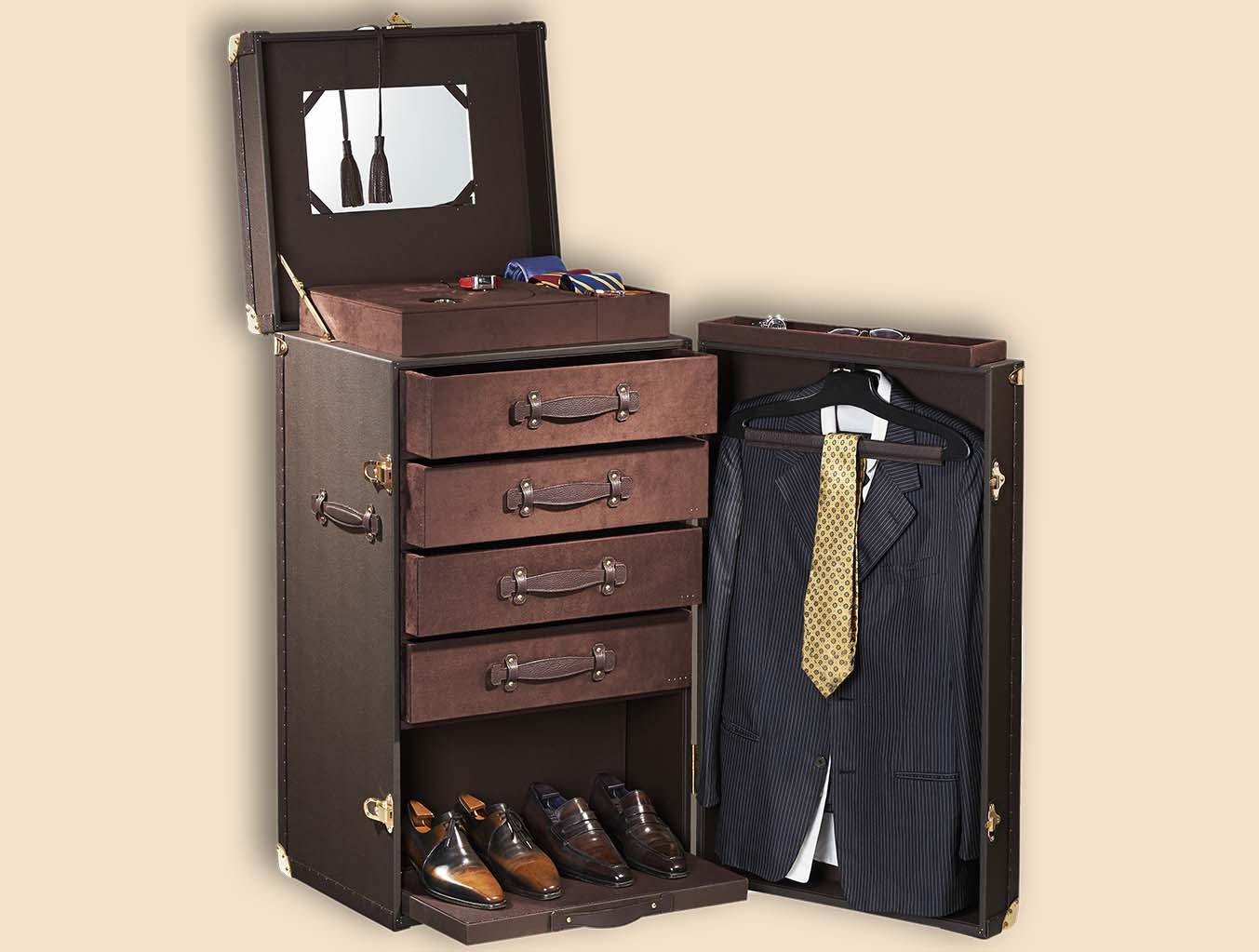 Westime wardrobe dressing shoes cloths watches trunk opened full deployed